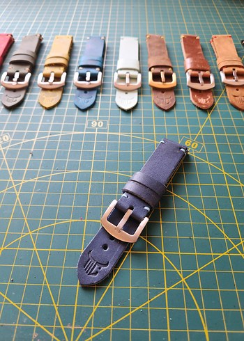 Çok Renkli Hakiki Deri Saat Kordonu El Yapımı - Görsel 4