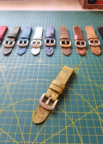 Çok Renkli Hakiki Deri Saat Kordonu El Yapımı - Görsel 8