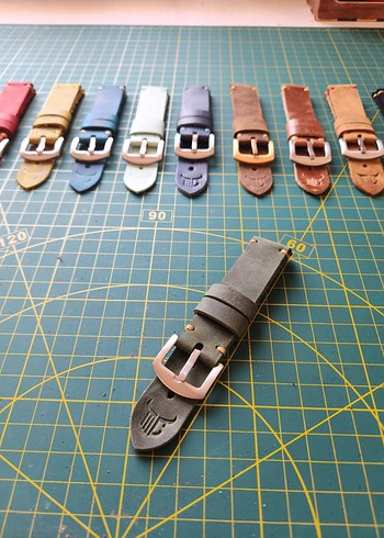 Çok Renkli Hakiki Deri Saat Kordonu El Yapımı - Görsel 9