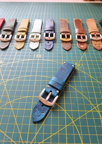 Çok Renkli Hakiki Deri Saat Kordonu El Yapımı - Görsel 7