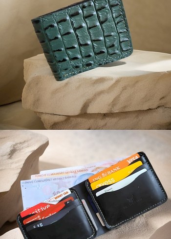 Hakiki Deri Timsah Derisi Desenli Erkek Cüzdan El Yapımı - Görsel 5