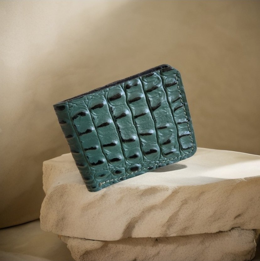 Hakiki Deri Timsah Derisi Desenli Erkek Cüzdan El Yapımı - Görsel 4