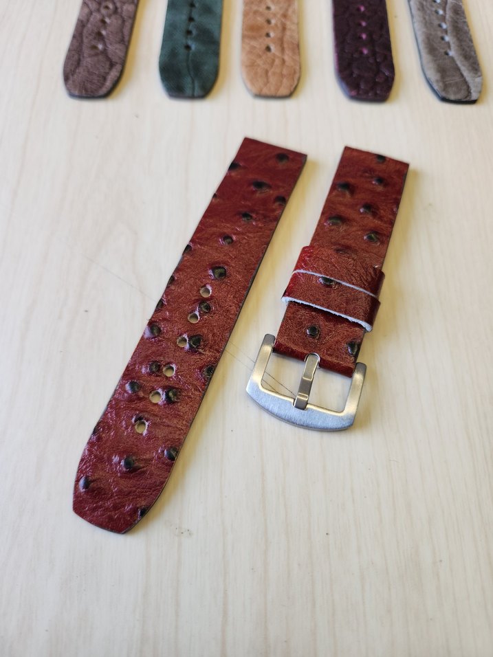 El Yapımı Deve Kuşu Hakiki Deri Saat Kordonu - Görsel 2