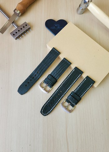 El Yapımı Hakiki Deri Saat Kordonu 22mm - Görsel 2