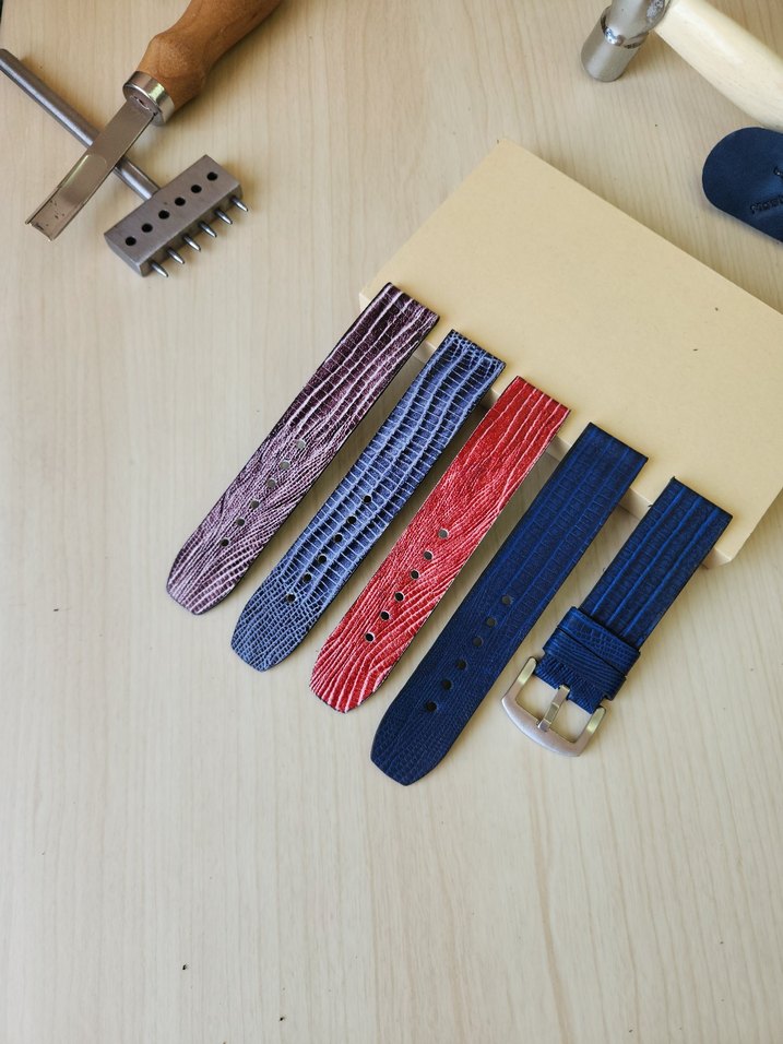 El Yapımı Hakiki Deri Saat Kordonu 22mm - Görsel 3