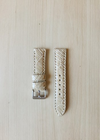 Hakiki Deri Saat Kordonu Krem Bej Rengi El Yapımı Saat Kordonu - Görsel 4