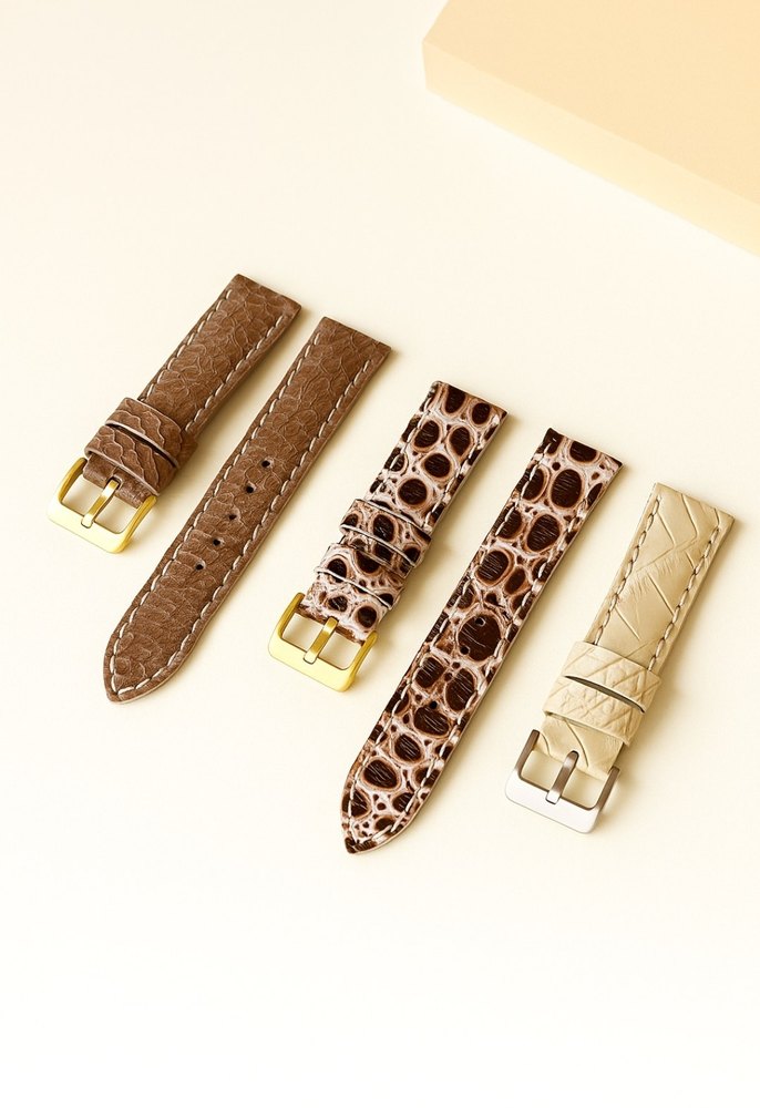 Hakiki Deri Saat Kordonu Krem Bej Rengi El Yapımı Saat Kordonu - Görsel 5