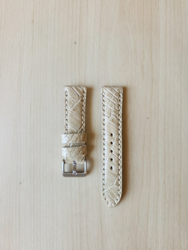 Hakiki Deri Saat Kordonu Krem Bej Rengi El Yapımı Saat Kordonu - Görsel 4