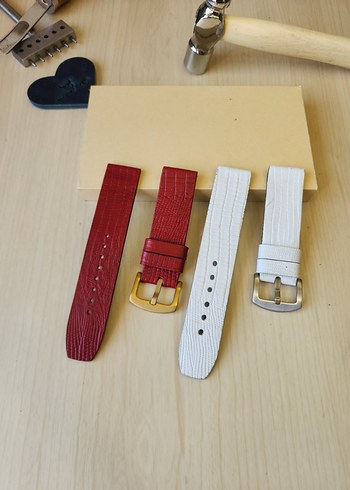 Beyaz Saat Kordonu El Yapımı Hakiki Deri - Görsel 2
