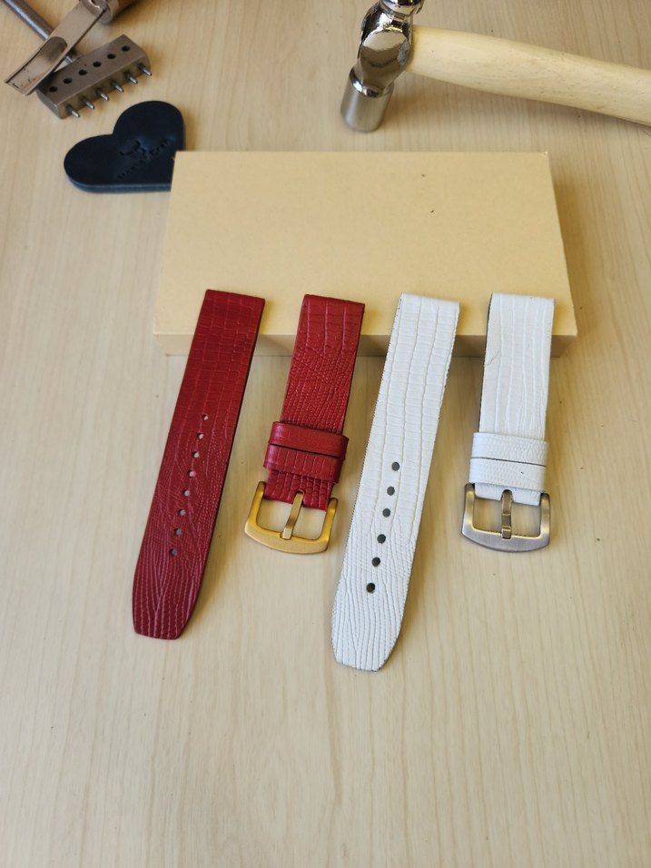 Beyaz Saat Kordonu El Yapımı Hakiki Deri - Görsel 2