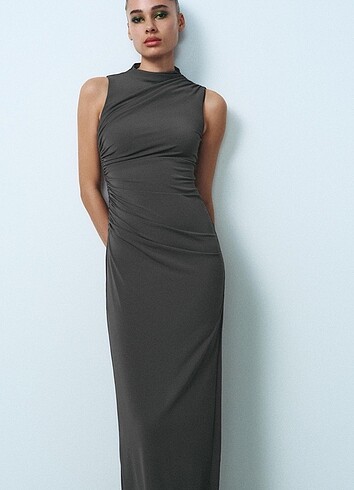 Zara Zara drape detaylı midi elbise