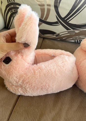 Kız Çocuk Pembe Peluş Tavşan Ev Terliği - Görsel 2