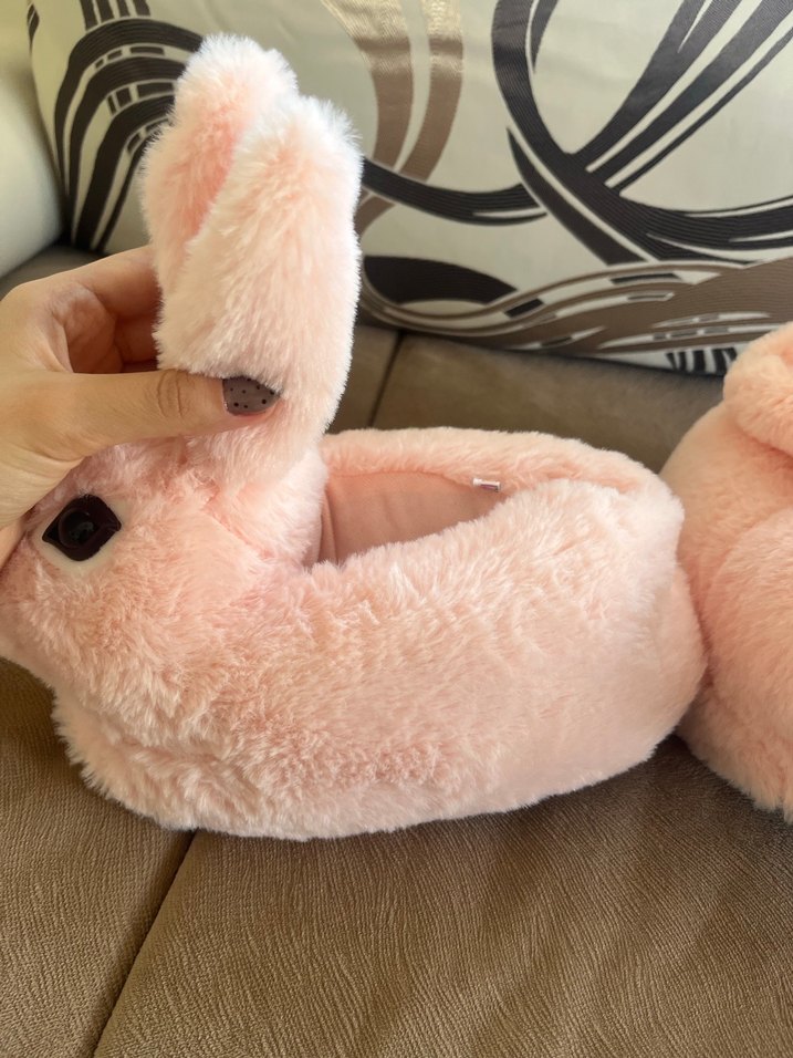 Kız Çocuk Pembe Peluş Tavşan Ev Terliği - Görsel 2