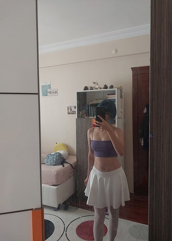 Beyaz Pileli Mini Etek - Görsel 2