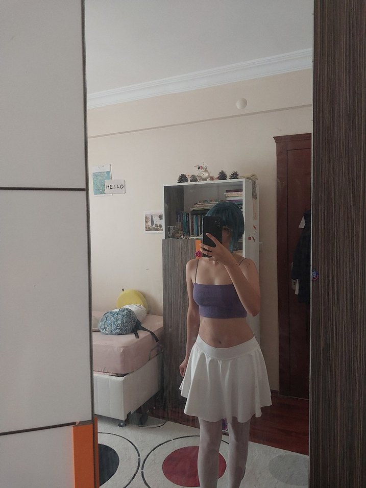 Beyaz Pileli Mini Etek - Görsel 2