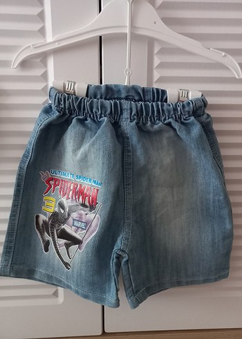 Erkek Bebek Spiderman Gömlek Kot Şort İkili Takım - Görsel 3