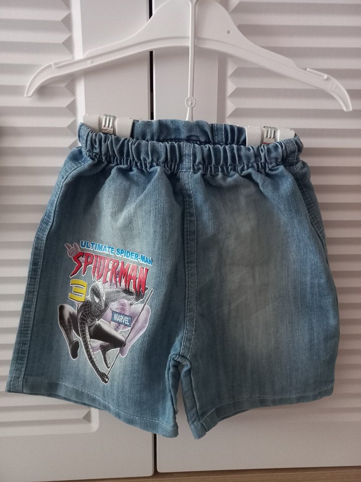 Erkek Bebek Spiderman Gömlek Kot Şort İkili Takım - Görsel 3