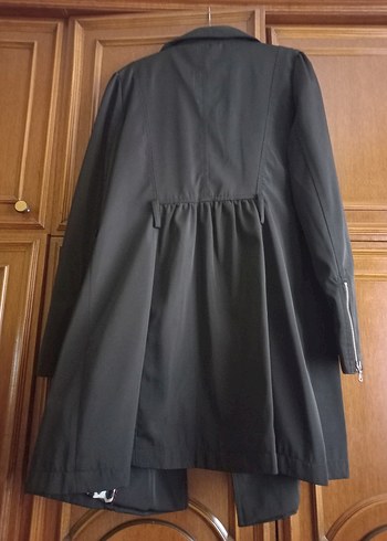 Fermuarlı Siyah Trençkot - Görsel 4