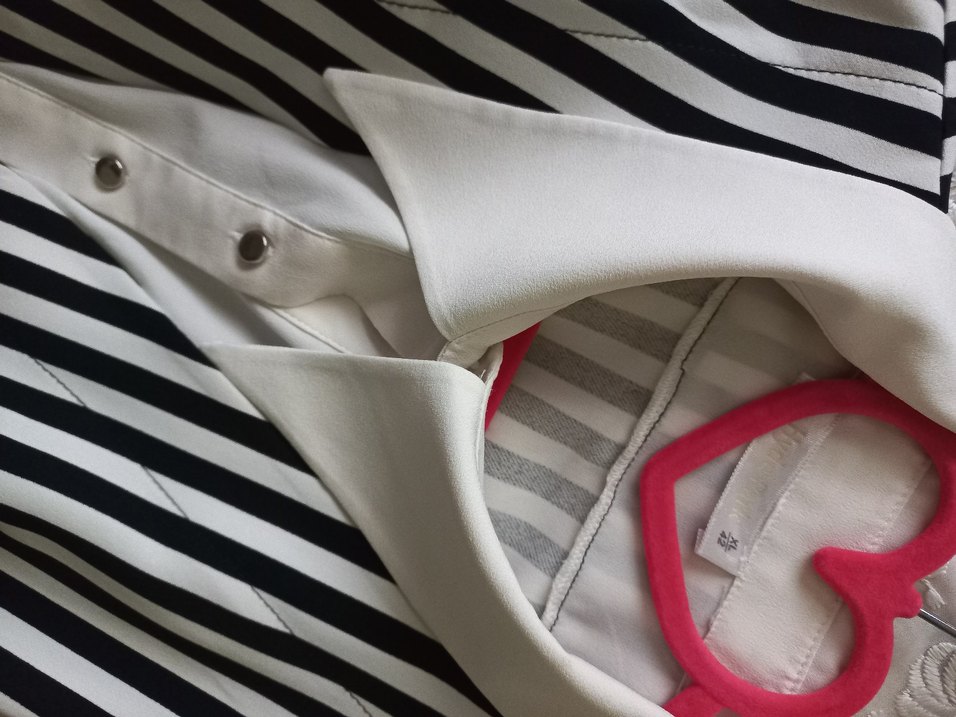 Kendinden gömlekli çizgili uzun ceket - Görsel 5