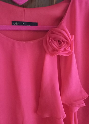 Kolsuz Nar Çiçeği Mini Abiye Elbise - Görsel 3