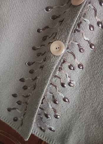 Nakışlı Uzun Nohut Kadın Hırka - Görsel 2