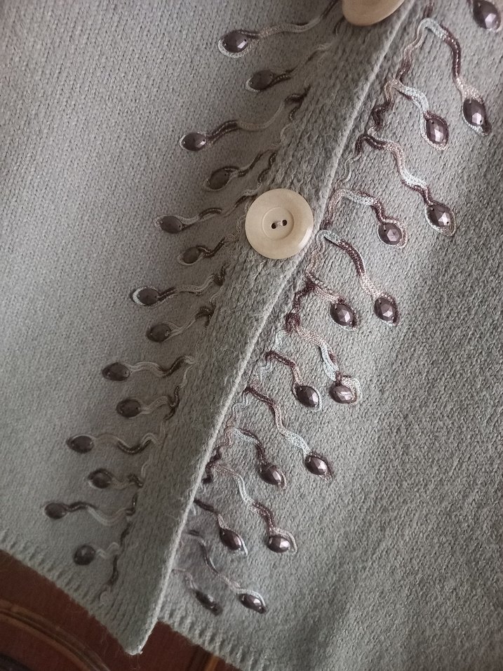 Nakışlı Uzun Nohut Kadın Hırka - Görsel 2