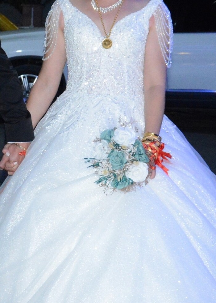 Kol detaylı 36 beden gelinlik  - Görsel 2