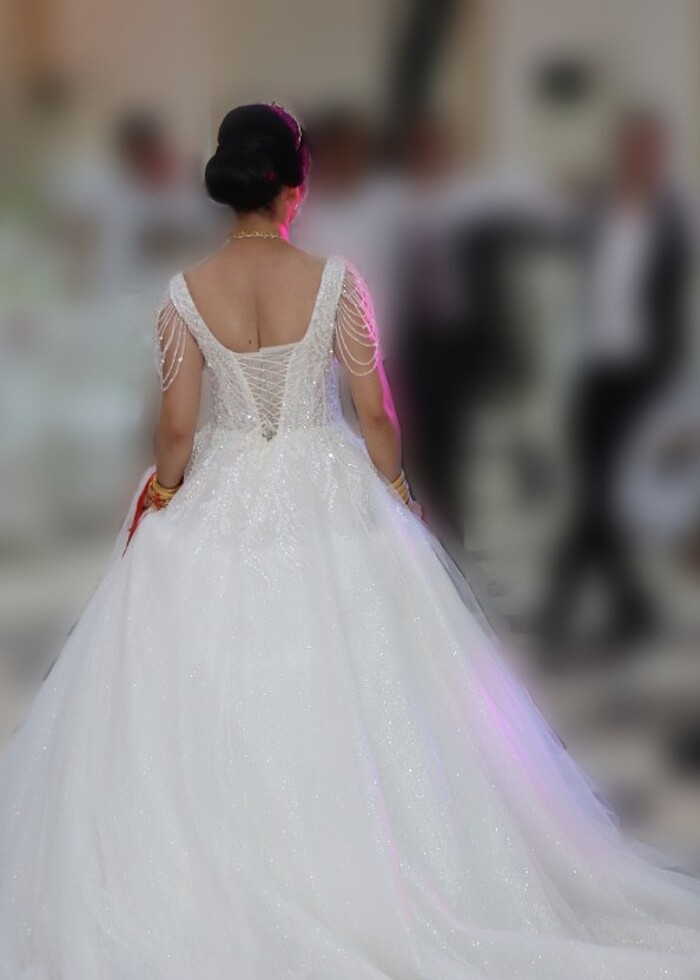 Kol detaylı 36 beden gelinlik  - Görsel 5