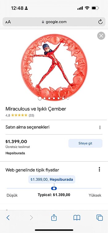  Beden Miraculous ışıklı sesli çember