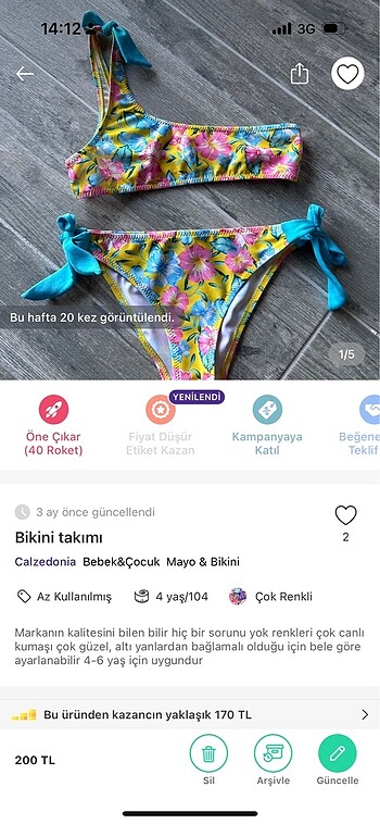 4 Yaş Beden Bikini takımı