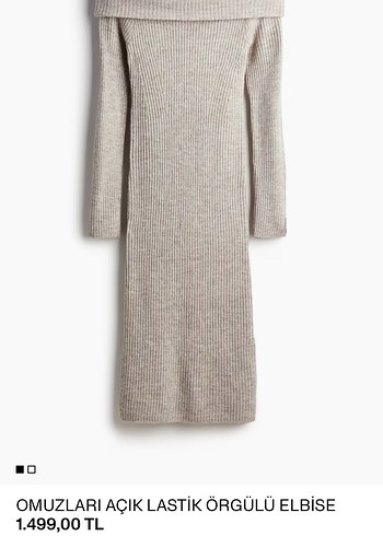 H&M Bej Örgü Kadın Elbise