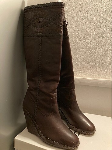 Ash Wedge Deri İşlemeli Vintage Çizme