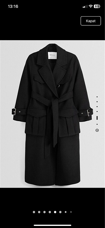 s Beden Bershka Siyah Yün Kaban