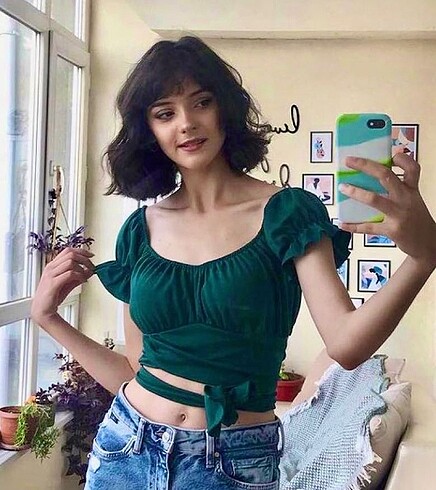 Bağlamalı crop bluz