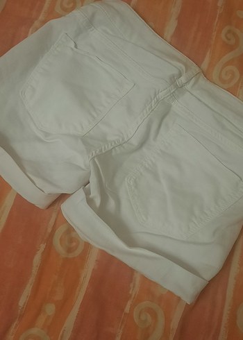 Diğer Beyaz Mini Likrali Denim Şort