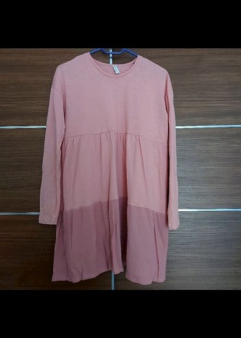 Pembe Uzun Kollu Midi Tunik