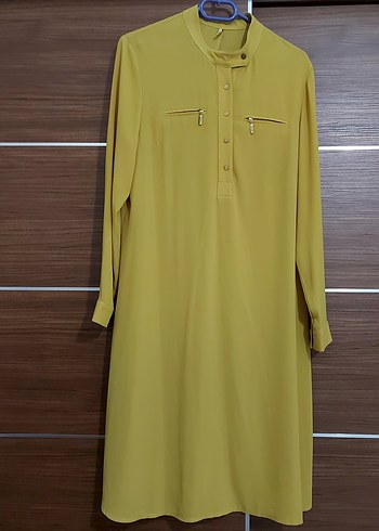 Uzun Kollu Sarı Minimalist Tunik