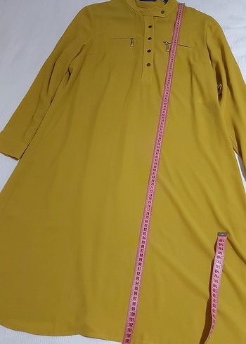 xl Beden Uzun Kollu Sarı Minimalist Tunik