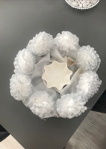 Gri Beyaz Fırfırlı Düğün Aksesuarı - Görsel 2