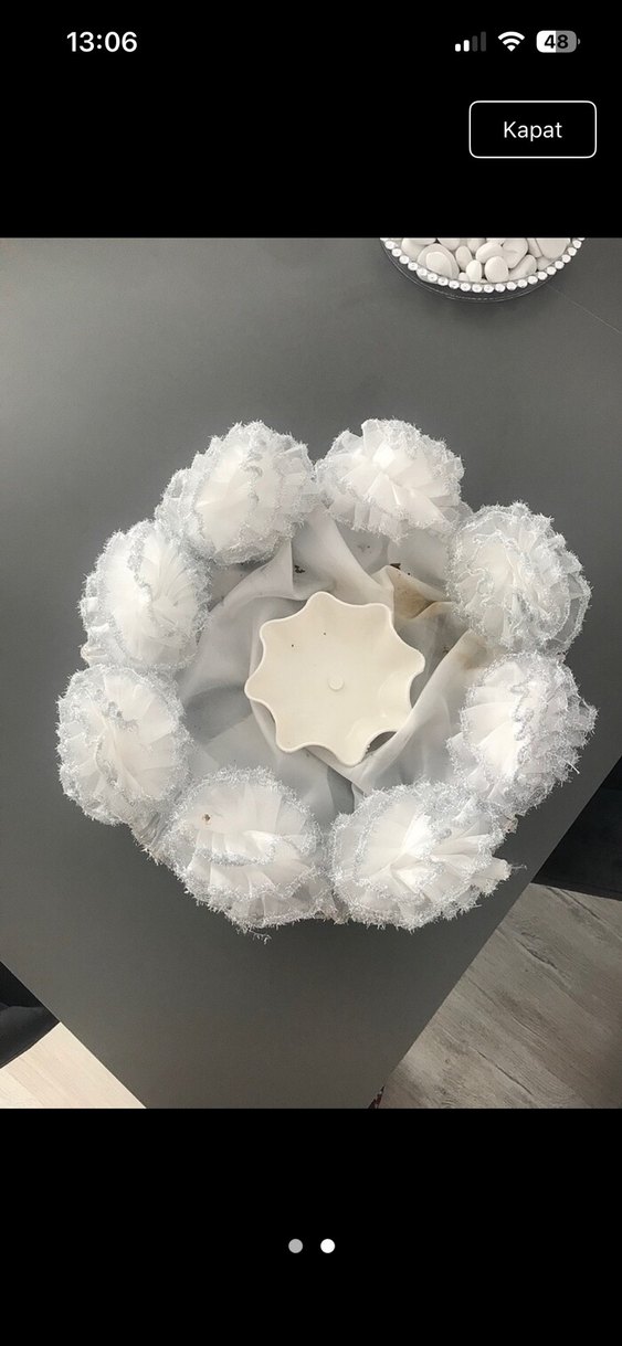 Gri Beyaz Fırfırlı Düğün Aksesuarı - Görsel 2