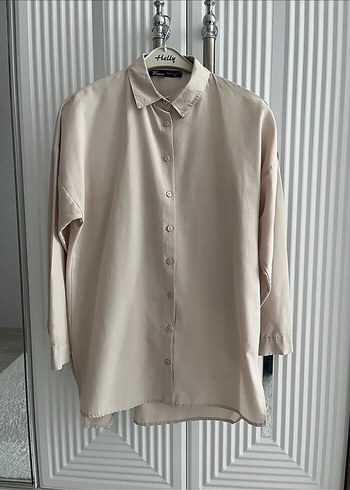 Bej Düğmeli  Kadın Gömlek - Görsel 2