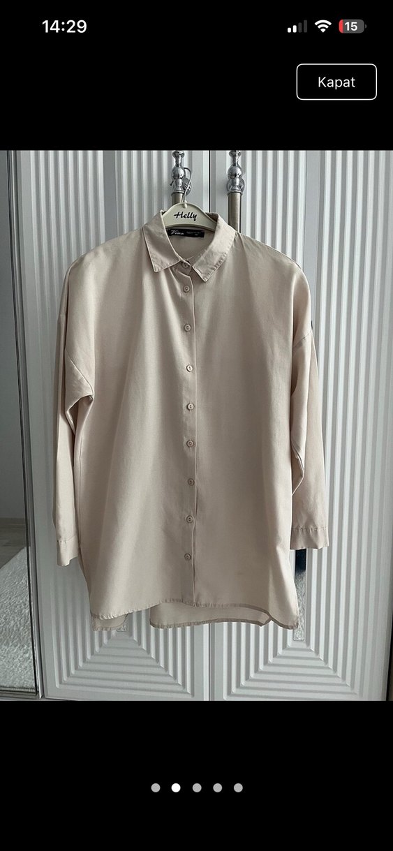 Bej Düğmeli  Kadın Gömlek - Görsel 2