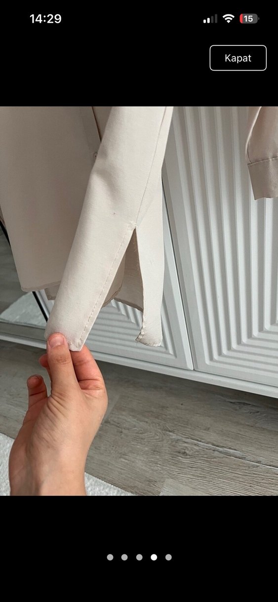 Bej Düğmeli  Kadın Gömlek - Görsel 4