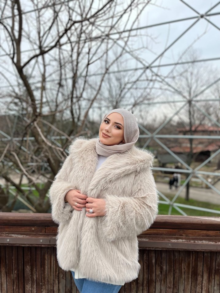 Beyaz Kürklü Deri Midi Ceket - Görsel 2