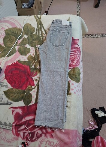 40 Beden gri Renk D96 CROP STRAIGHT FIT JEAN