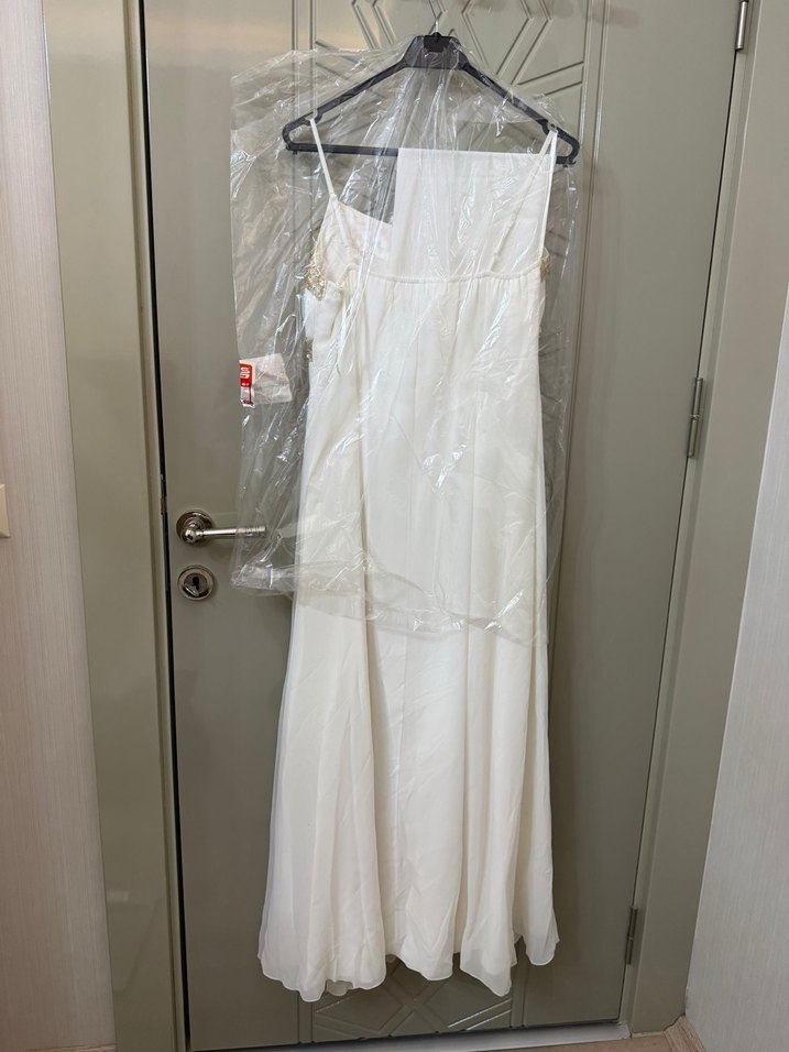 Uzun Beyaz Askısız Drape Detaylı Kadın Gelinlik - Görsel 2