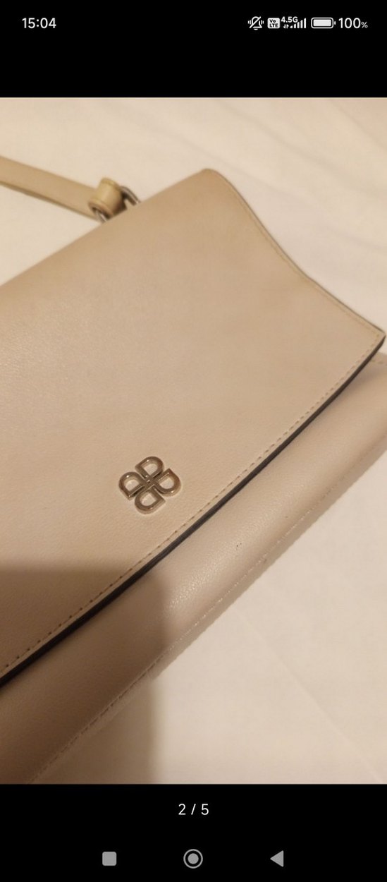 Bej Deri Kadın Çanta Tokalı - Görsel 2