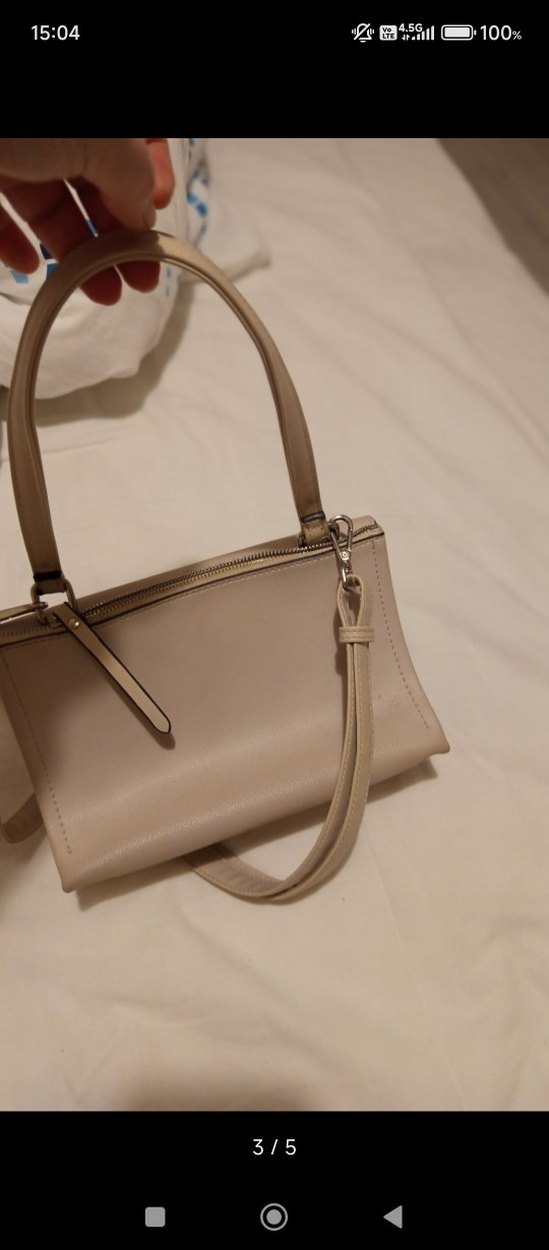 Bej Deri Kadın Çanta Tokalı - Görsel 3