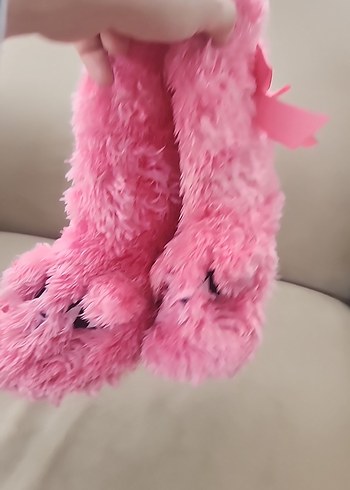Pembe Kürklü Kız Çocuk Ev Terliği - Görsel 5