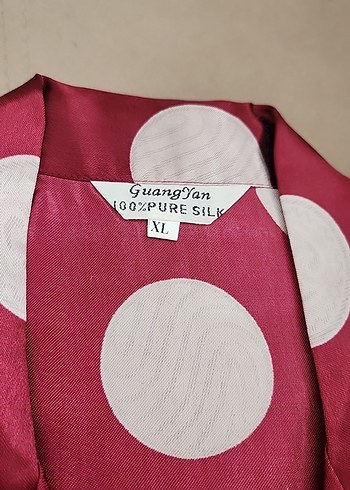 Bordo Puantiyeli ipekSaten Pijama Takımı - Görsel 2